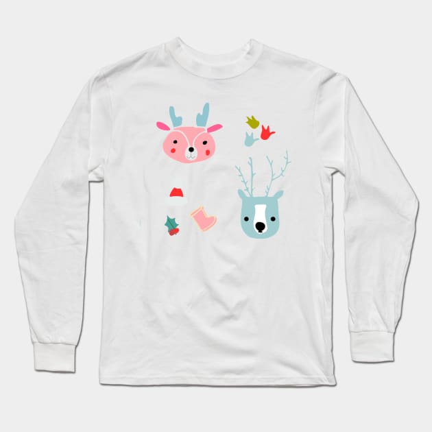 cute deer and reindeer Long Sleeve T-Shirt by bruxamagica